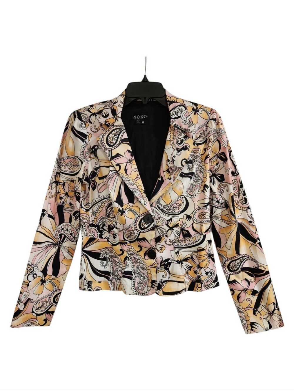 XOXO Blazer Jacket Size M Paisley Floral Pockets Made in USA Vtg Y2K Statement